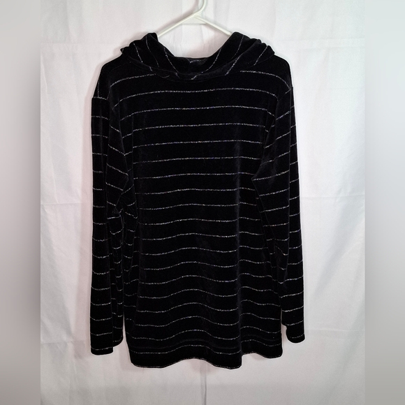 TALBOTS Luxe Metallic Striped Cowl Neck Soft Sweater Tunic size Large - Picture 3 of 7
